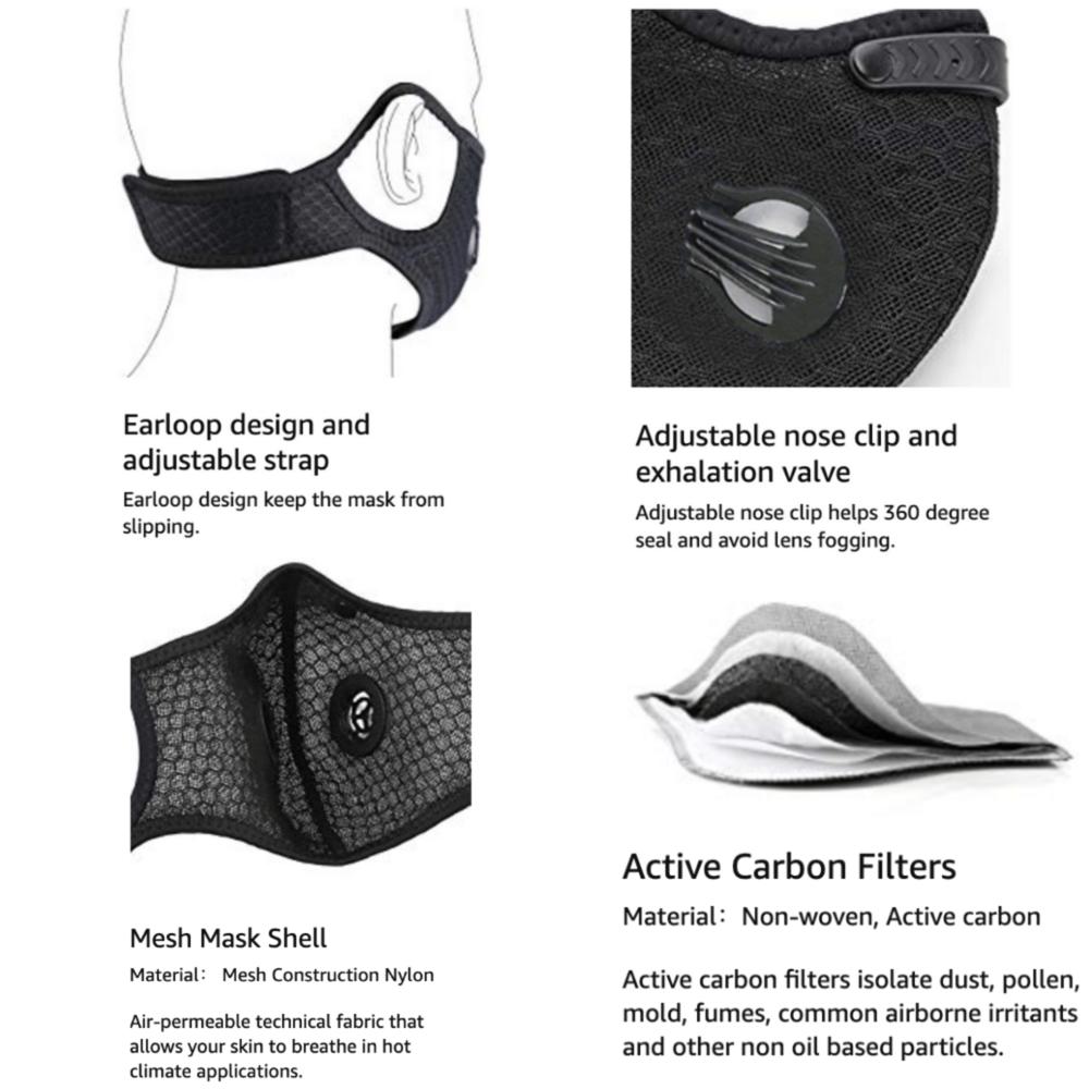 JupiterGear Performance Sports Face Mask with Activated Carbon Filter and Breathing Valves