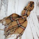 Camel Plaid Like Cashmere Scarf 