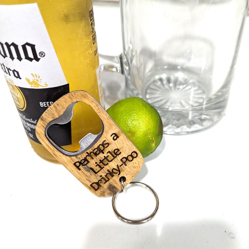 Engraved Wooden Bottle Opener Keychains