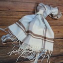 Light Blue Plaid Like Cashmere Scarf 