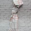 Pink Plaid Like Cashmere Scarf 