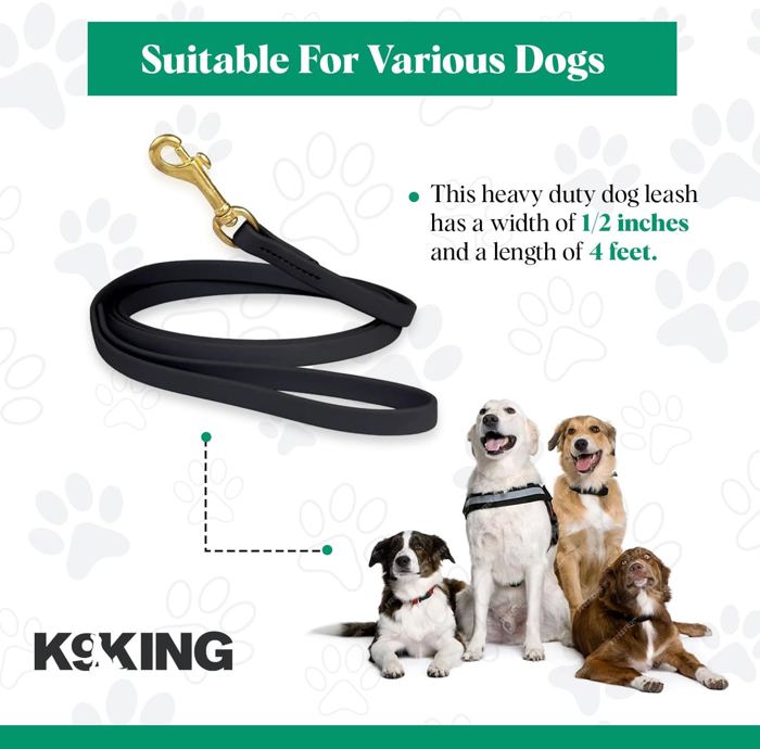 K9king 6' Biothane Long Dog Leash | Heavy Duty Dog Leash for Outdoor Walking - Training and Play | Suitable for Small - Medium and Large Dogs | Ideal Dog Stuff for Safety - Beach - Yard and Camping