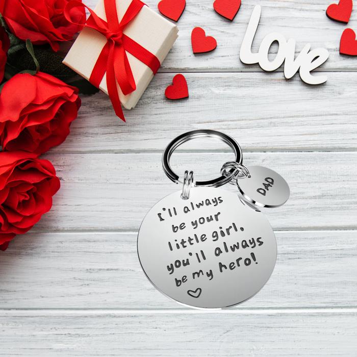 “I’ll Always Be Your Little Girl, You’ll Always Be My Hero” Engraved Stainless Steel Pendant - Heartfelt Valentine’s Day Gift for Dads - Perfect for Birthdays, Father’s Day, or Any Occasion!