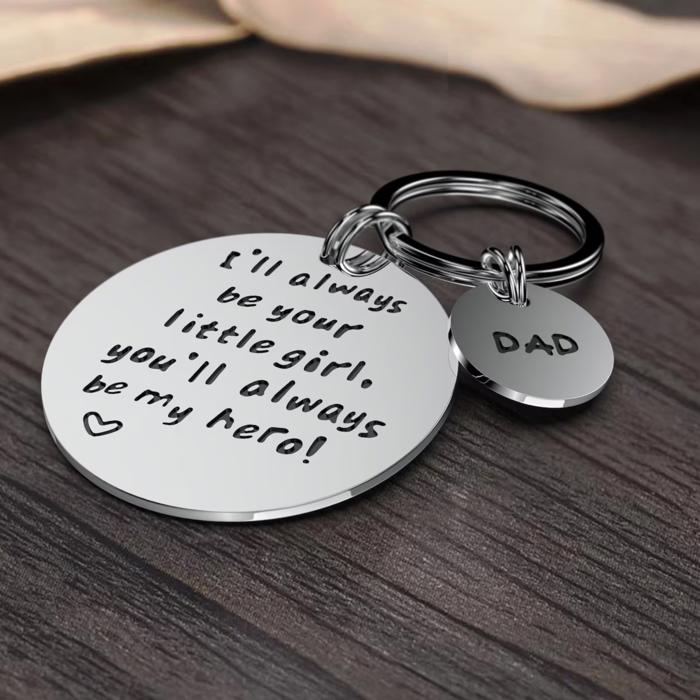 “I’ll Always Be Your Little Girl, You’ll Always Be My Hero” Engraved Stainless Steel Pendant - Heartfelt Valentine’s Day Gift for Dads - Perfect for Birthdays, Father’s Day, or Any Occasion!