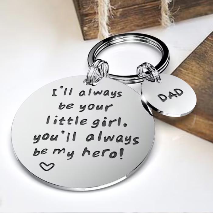 “I’ll Always Be Your Little Girl, You’ll Always Be My Hero” Engraved Stainless Steel Pendant - Heartfelt Valentine’s Day Gift for Dads - Perfect for Birthdays, Father’s Day, or Any Occasion!