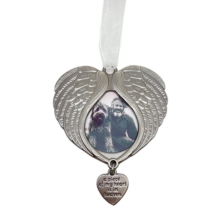 Christmas Ornaments Angel Wings - New A Piece of My Heart is in Heaven Ornament for Christmas Tree with Photo Frame - Double Sided Memorial Ornament for Loss of Loved One -