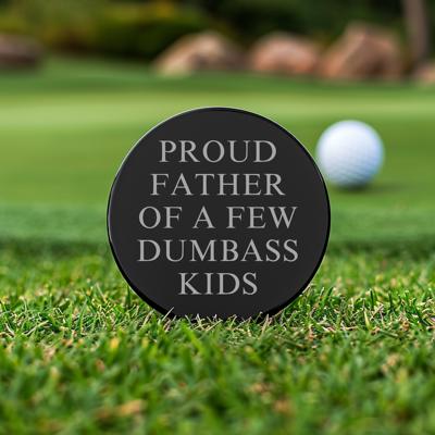 PROUD FATHER OF A FEW DUMBASS KIDS Ball Marker and Magnetic Hat Clip-Premium Golf Accessories Gift Combo Set with Bonus Shooter Golf Ball Marker for Enhanced Golfing Experience | Ideal Gift Ideas