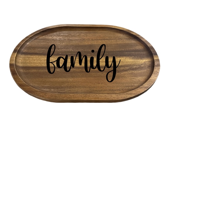 Oval Plate with "Family" Laser Engraving