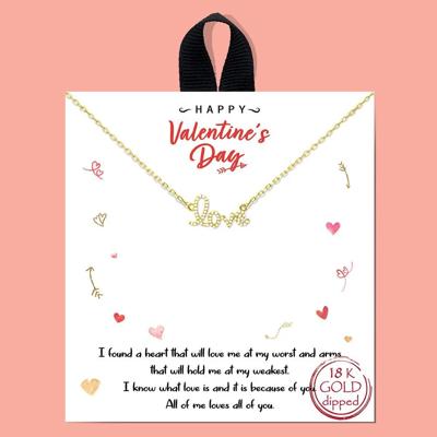 Dainty Gold Love Necklace on Card