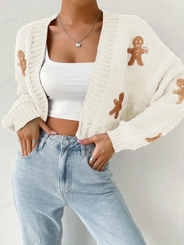 Gingerbread Man Cropped Sweater