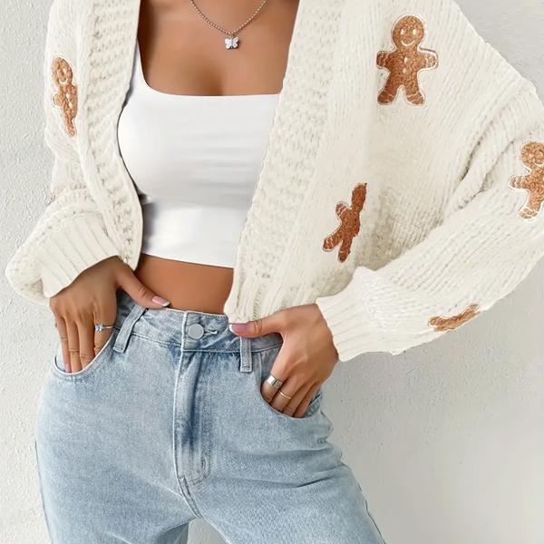 Gingerbread Man Cropped Sweater