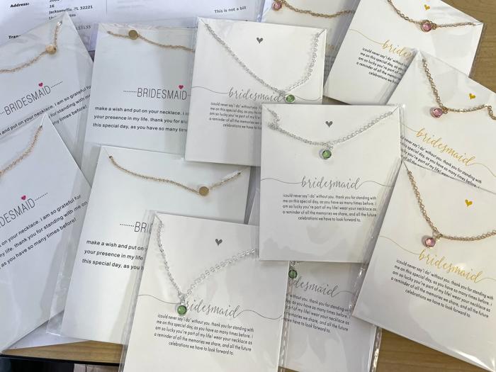 Bridesmaids Necklace on Cards THE PERFECT GIFT!