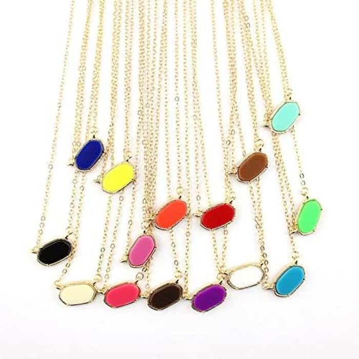 Dainty Mini Hex Necklaces in Silver + Gold Chain (5 Assorted)