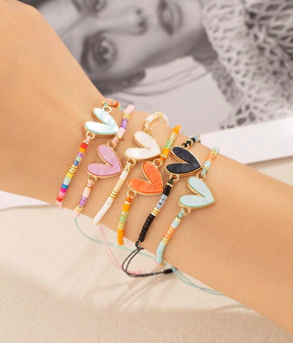 6 Piece Heart Bracelet Set