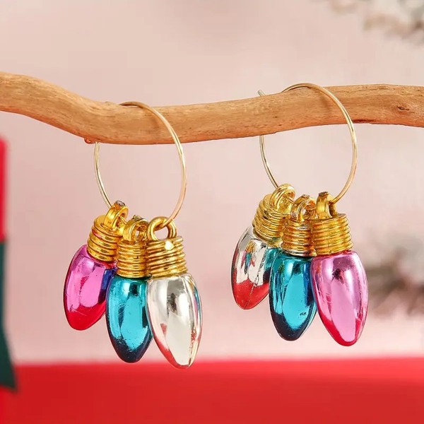 Holiday Christmas Light Bulb Colorful Earrings