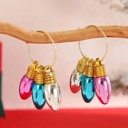  Holiday Christmas Light Bulb Colorful Earrings