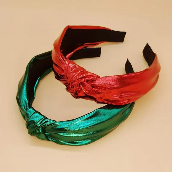 Red + Green Metallic Holiday Headbands ( Set of 2 )