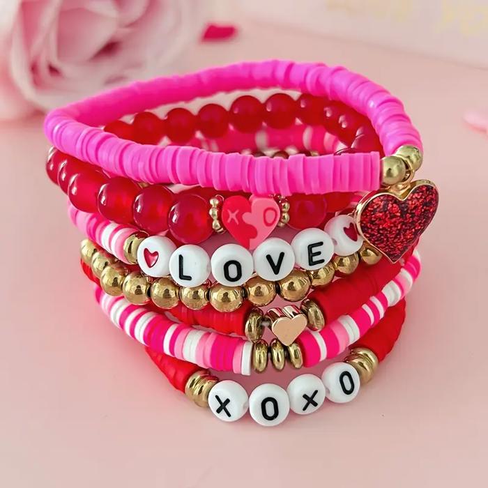 Valentines Bracelet Set of 7