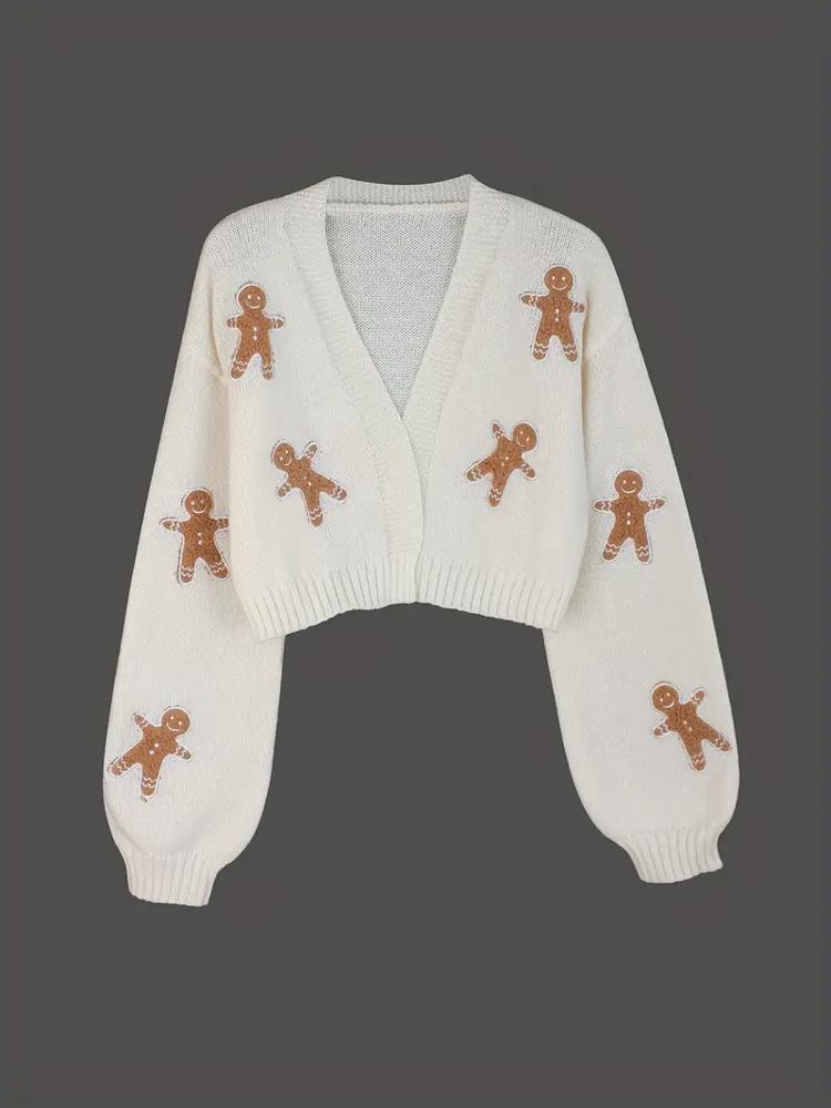 Gingerbread Man Cropped Sweater