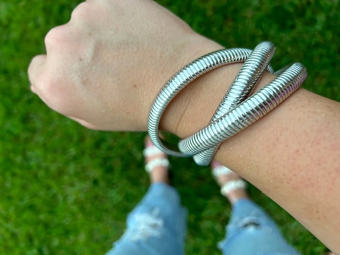 Silver Chunky Bangle Set