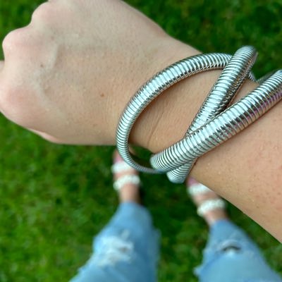 Silver Chunky Bangle Set