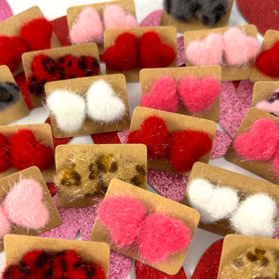 Valentine's Fuzzy Heart Stud Earrings