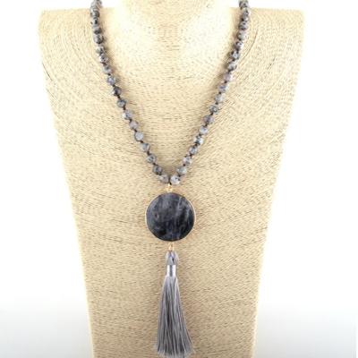 Black Grey Stone Statement Necklace