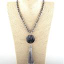  Black Grey Stone Statement Necklace