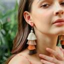  Harvest Four Tier Orange Brown Layered Tassel Earrings