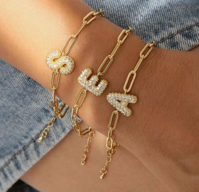 Trendy Bubble Initial Bracelets