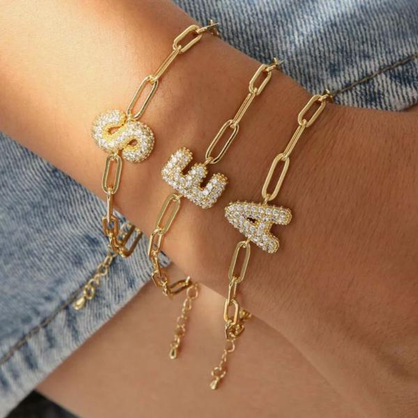 Trendy Bubble Initial Bracelets