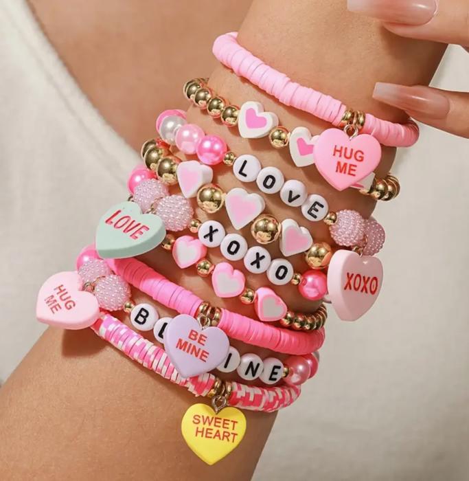 XOXO Valentines Bracelet Set of 9