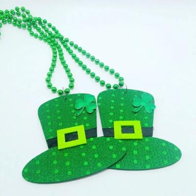 String Beaded Lucky Leprechaun Shamrock Hat Necklace