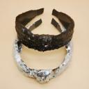  Black + Silver Glitter Sequin Holiday Headbands ( Set of 2 )