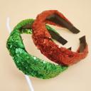  Red + Green Glitter Sequin Holiday Headbands ( Set of 2 )