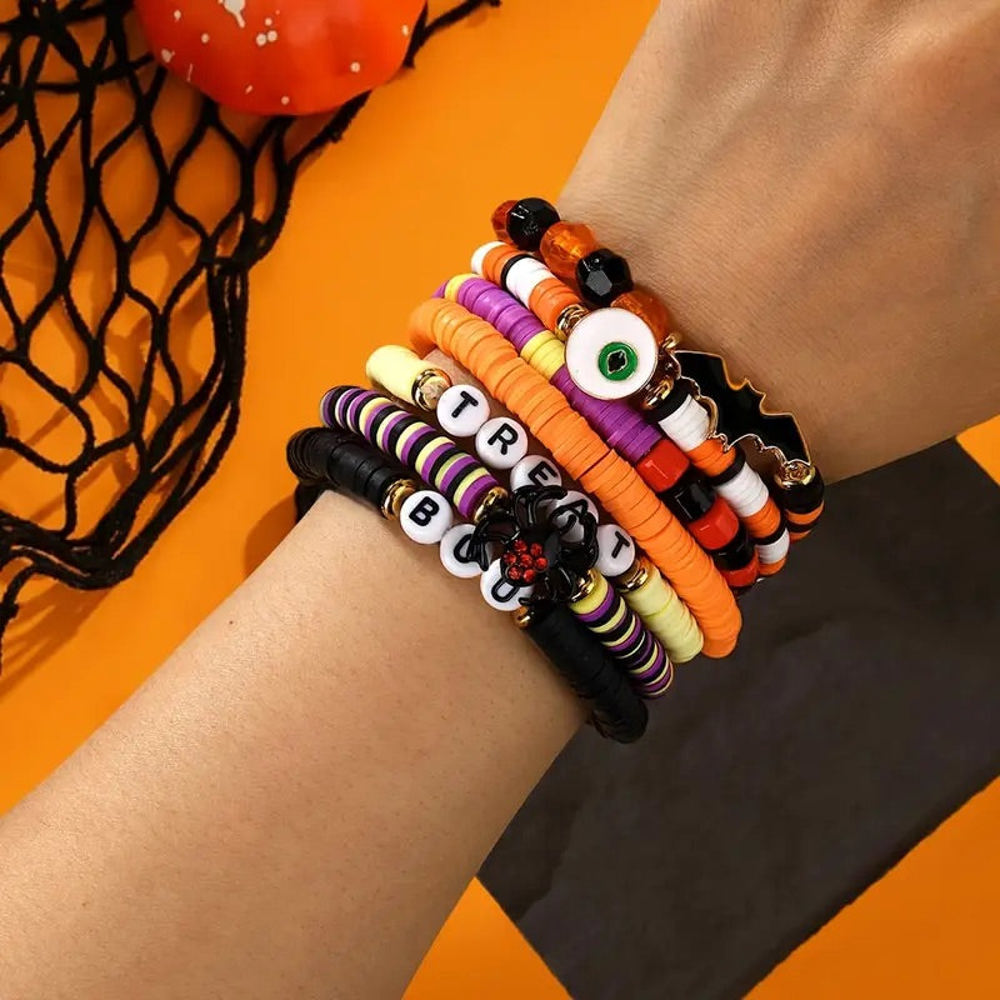 Boo + Treat Halloween Stretchy Bracelet Set