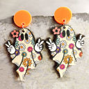  Hippie Ghost Halloween Wood Earrings