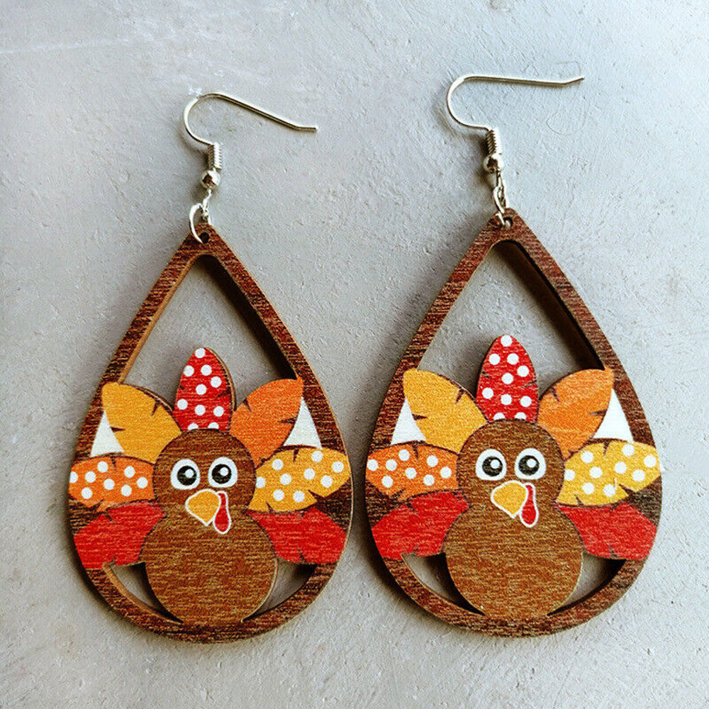 Turkey Teardrop Thanksgiving Earrings