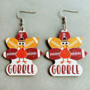  Gobble Gobble Turkey Football Thanksgiving Earrings