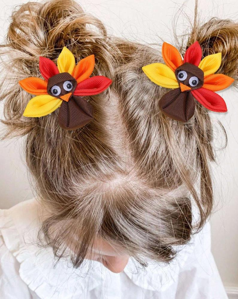 Turkey Thanksgiving Hair Clips