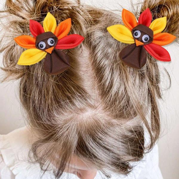 Turkey Thanksgiving Hair Clips