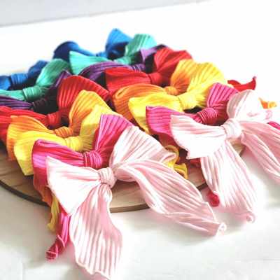 SET OF TWO Solid Ribbed Large Hair Bows