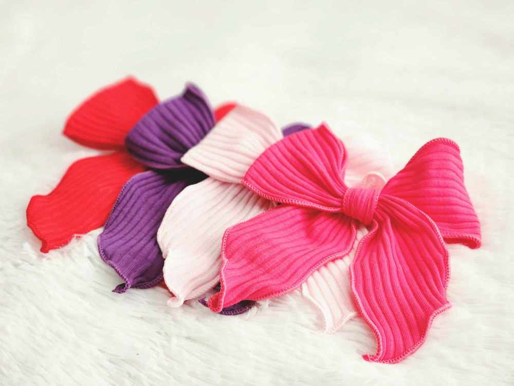 SET OF TWO Solid Ribbed Large Hair Bows