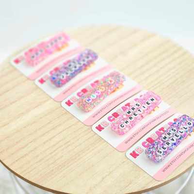 Teacher gift personalized name hair clip