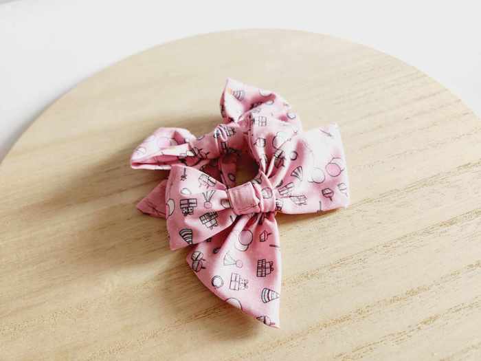 SET OF TWO kids Hand Tied Piggie Bows