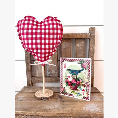 2pc. Valentine Rustic Heart Red Check Tree Set