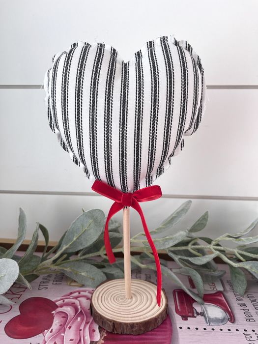 2pc. Valentine Rustic Heart Black Ticking Velvet Tree Set 