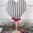  2pc. Valentine Rustic Heart Black Ticking Velvet Tree Set 