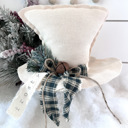 Natural Green Plaid Primitive Frosty the Snowman Hat Christmas Decor