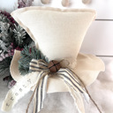 Natural Farmhouse Stripe Primitive Frosty the Snowman Hat Christmas Decor